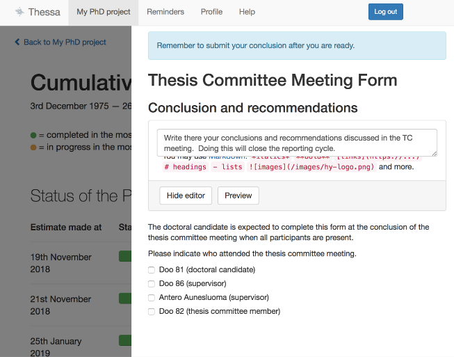 Screenshot: conclusion and recommendations