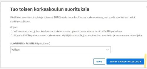 Kuvataan, miten siirrytään Emrex-palveluun