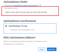 Suoritustavan valinta