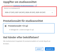 prestationssätt för studieavsnittet