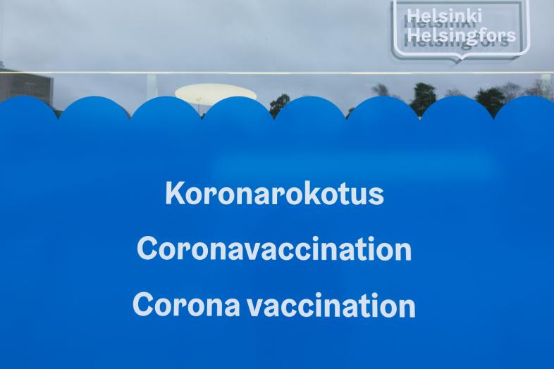 Helsinki city corona vaccination info sign