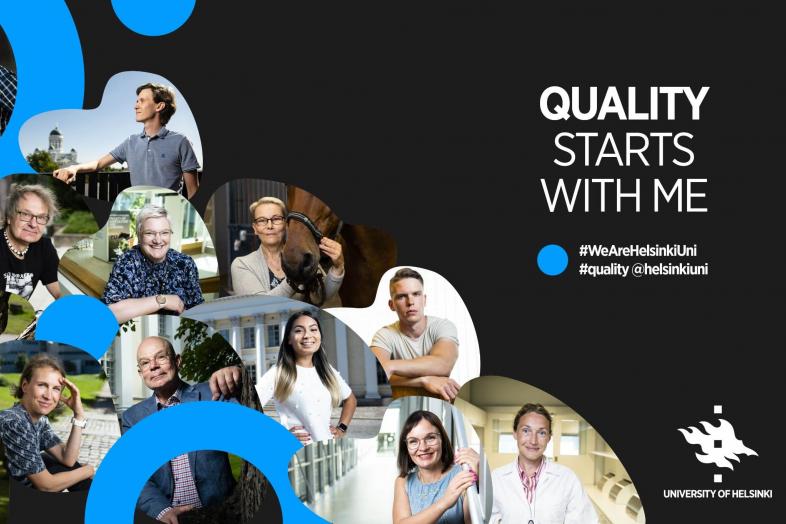 Pictures of university community members and the text "Quality starts with me".