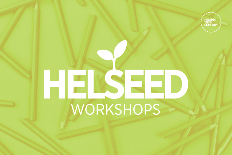White text "HELSEED Workshops" on a green background.