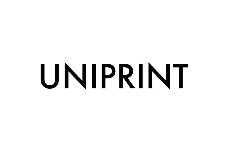 On a white background, the black text "Uniprint".