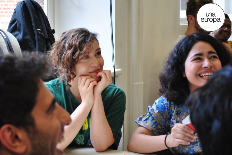 student listening in a group