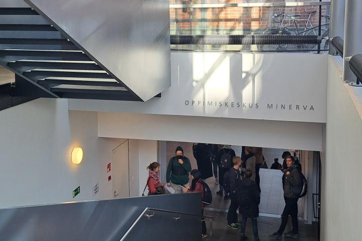 Students in the Minerva staircase.