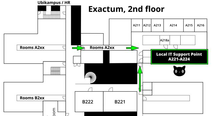 Map of Exactum second floor