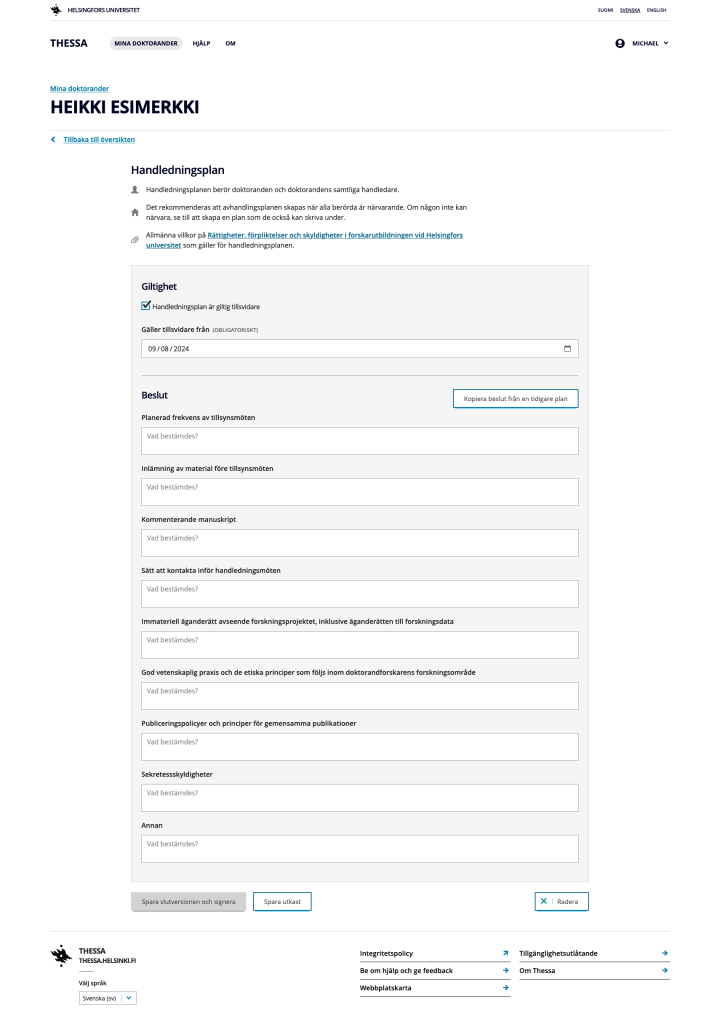 Exempel på handledningsplan