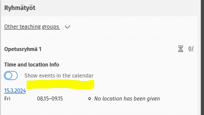De-selecting teaching events from the study calendar