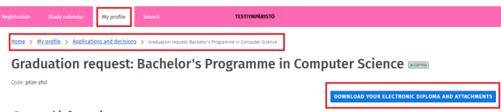 download digital degree certificate button