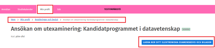 Ladda ner ditt elektroniska examensbevis knapp